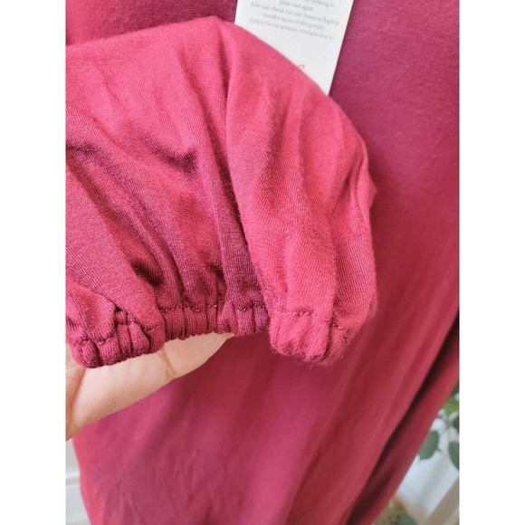 Grace Karin Womens Solid Red Rayon Round Neck Long Sleeve Casual Blouse Size 2XL - Picture 7 of 12